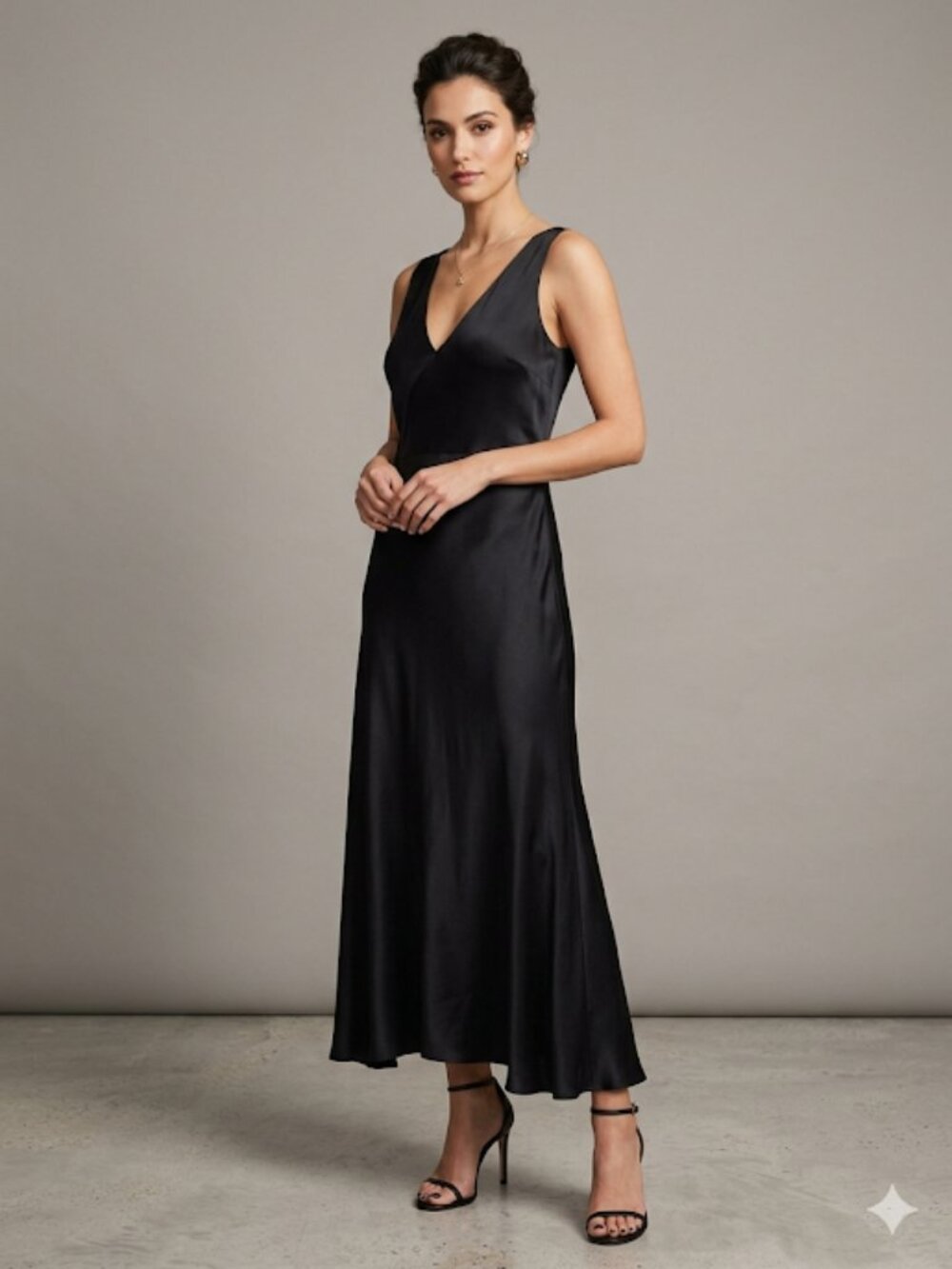 J. Crew Black Silk V-Neck Midi/Maxi Formal Dress -‎ Size 12